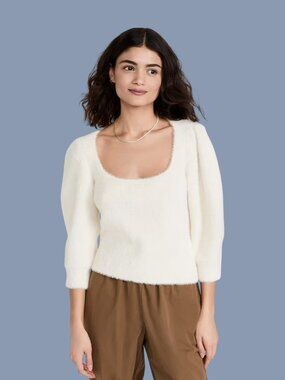 Free People Moonbeam 3/4 Puff Sleeve Pullover Sweater Size Large